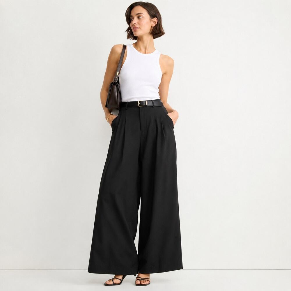 Madewell The Harlow Superwide Leg Trouser Black Culotte 8 NWT Business Workwear